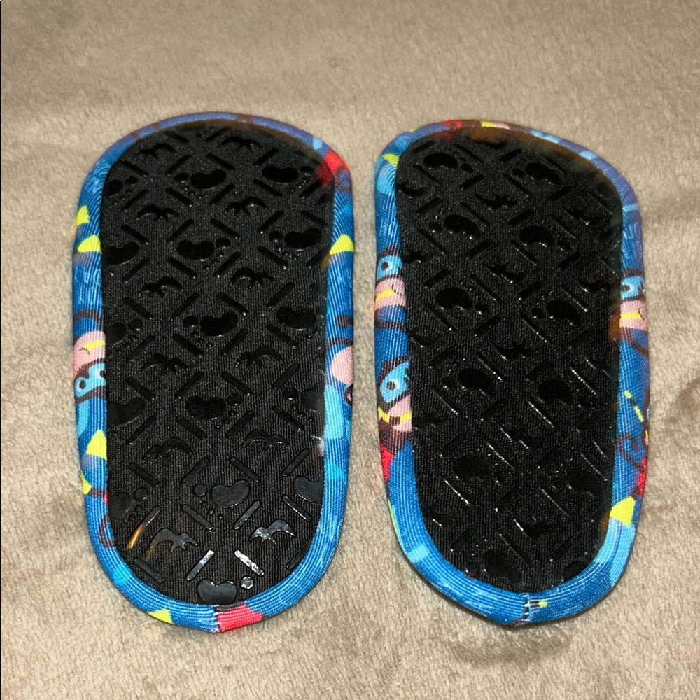 Kids Blue Cartoon Monkey Slippers [Grip Bottoms 2/3Y] - Picture 3 of 3
